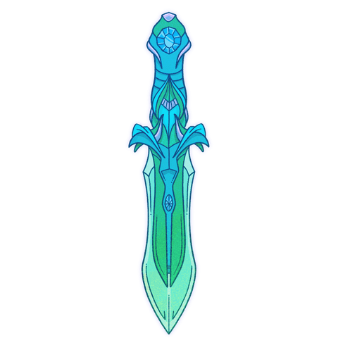 Transparent elegance: stylized fantasy sword in flat design