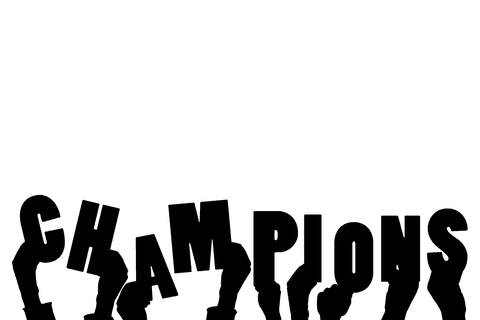 Sport message with hands on transparent background