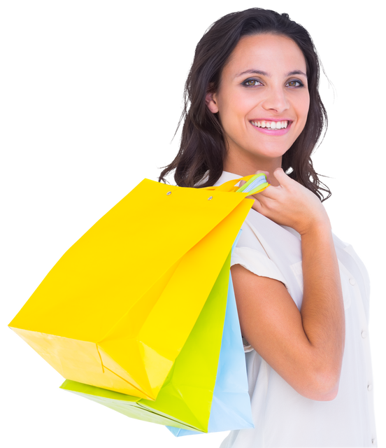 Happy Woman Carrying Colorful Shopping Bags on Transparent Background - Download Free Stock Videos Pikwizard.com