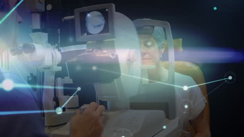 Futuristic Ophthalmology Exam with Network Overlay