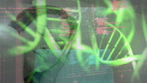 DNA Structures Overlaying Computer Code in Digital World