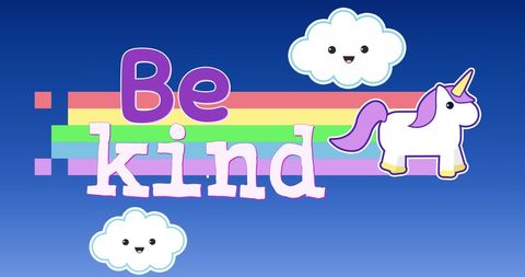 Be Kind Inspirational Message With Unicorn and Rainbow - Download Free Stock Images Pikwizard.com