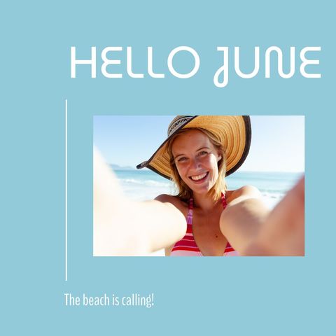Woman Enjoying Beach Vacation in June - Download Free Stock Templates Pikwizard.com