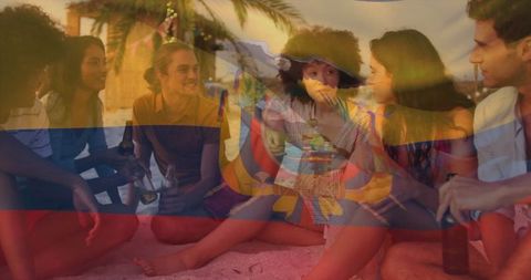 Friends Enjoying Sunset Drinks on Tropical Beach