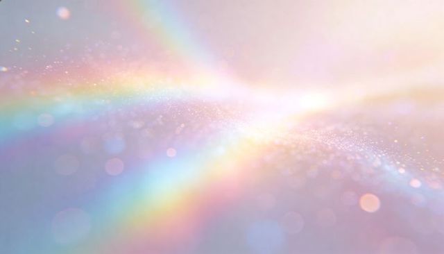 Iridescent pastel prism glow radiating sparkling bokeh dreamy ethereal abstract background