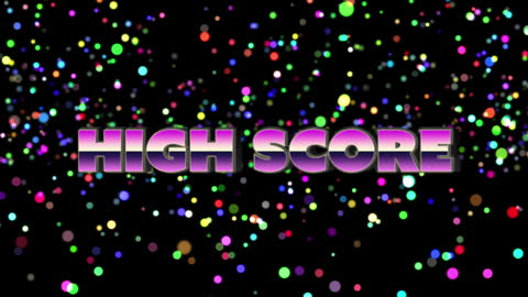 High Score on Digital Background with Colorful Bokeh Lights