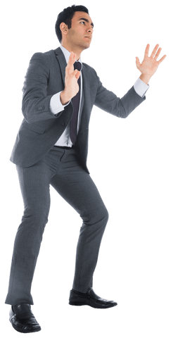Businessman posing on transparent background, office concept