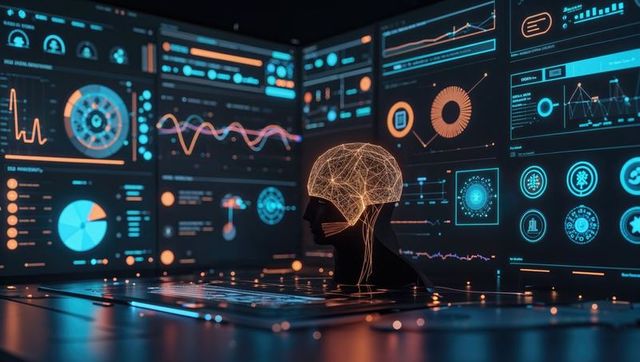 Digital Brain Visual in Technology Analytics Hub