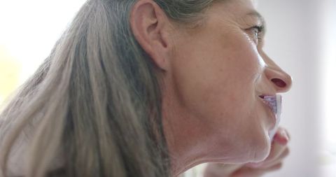 Senior Woman with Grey Hair Smiling Natural Beauty Concept