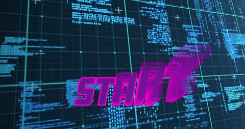 Dynamic Digital Screen with Futuristic Start Sign - Download Free Stock Images Pikwizard.com