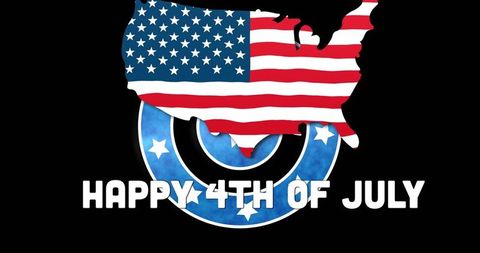 Happy 4th of July Celebration with USA Flag Map Design