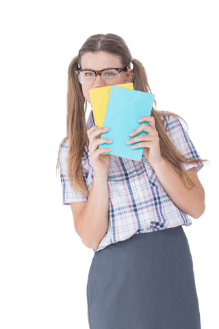 transparent background geeky student holding notebooks - Download Free Stock Videos Pikwizard.com