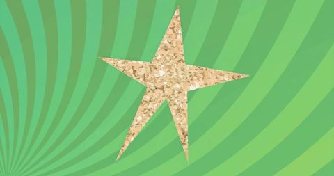 Abstract mosaic star on green swirling background