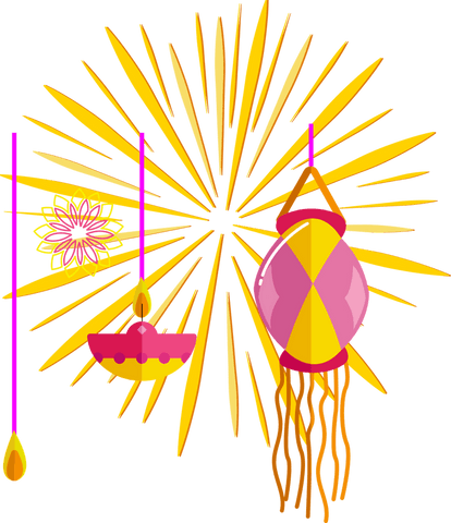 flat design transparent decor with sunburst lantern and diya elements - Download Free Stock Videos Pikwizard.com