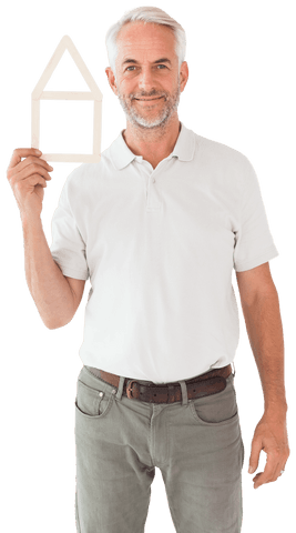 smiling elderly man holding transparent house model - Download Free Stock Videos Pikwizard.com