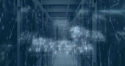 Server room with digital data interface concept