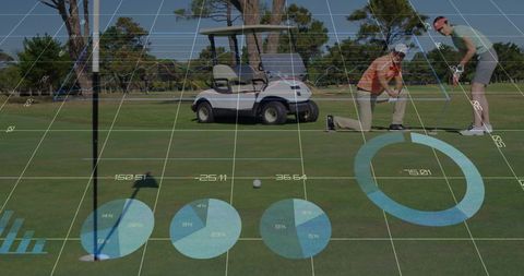 Golf Analysis with Digital Grid and Charts on Putting Green