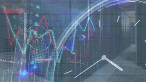 Data Processing Animation with Clock Overlay