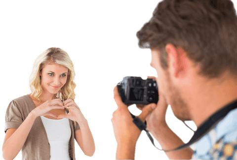 Photographer Capturing Transparent Heart Gesture