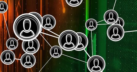 Abstract Digital Connections with User Icons on Colorful Background - Download Free Stock Images Pikwizard.com