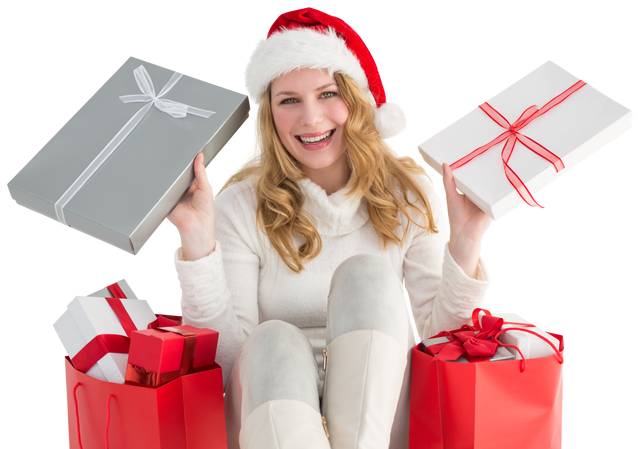 Cheerful Woman with Transparent Christmas Gifts Enjoying Present Holding - Download Free Stock Videos Pikwizard.com