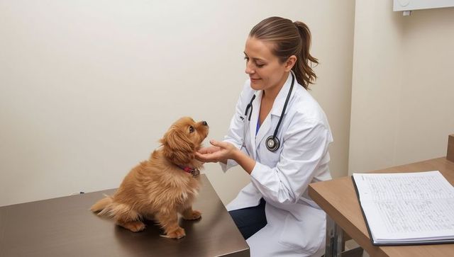 Female Veterinarian Checking Puppy’s Health in Clinic