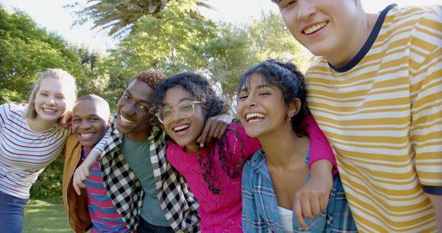 Diverse Group of Friends Smiling Outdoors on a Sunny Day - Download Free Stock Images Pikwizard.com