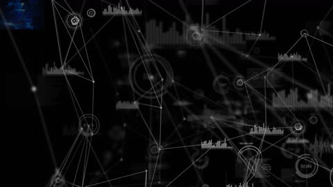 Digital Network of Data Connections on Black Background