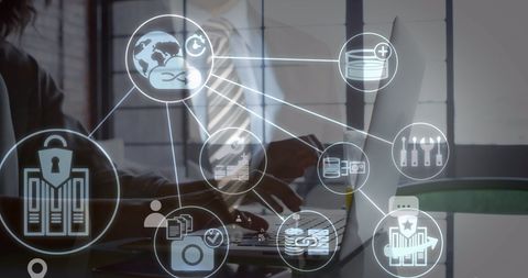 Virtual Reality Data Interaction with Overlayed Digital Icons - Download Free Stock Images Pikwizard.com