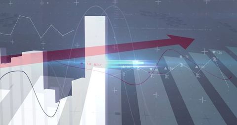 Data visualization with rising arrow on analytics dashboard