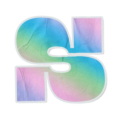 Transparent pastel letter s sticker with white outline and paper texture, cutout vector