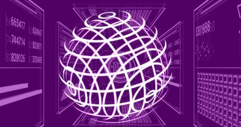 Digital Globe with Data Streams and Interfaces in Purple - Download Free Stock Images Pikwizard.com