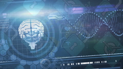 Futuristic Brain Interface with Digital Data Displays