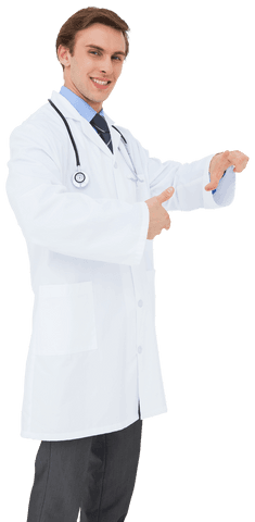 Happy Male Doctor Pointing Professionally on Transparent Background - Download Free Stock Videos Pikwizard.com