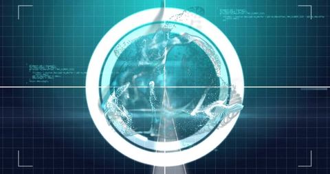 Futuristic Digital Globe with HUD in Cyberspace