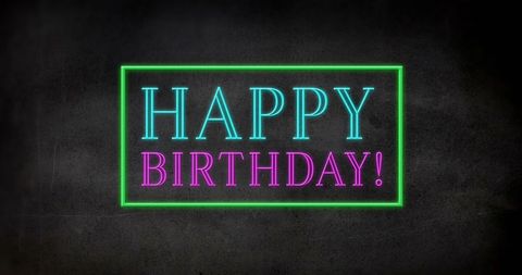 Neon Happy Birthday Text on Black Chalkboard - Download Free Stock Images Pikwizard.com