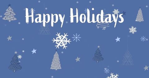 Festive Holiday Season Celebration with Snowflakes and Christmas Trees