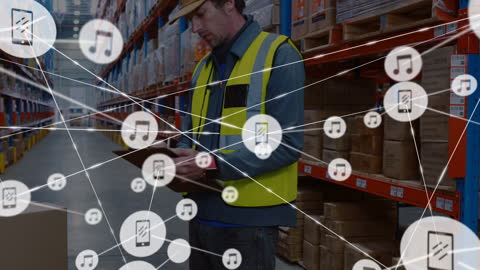 Warehouse Worker with Digital Network Interface