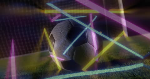 Neon Lights Soccer Concept on Grass Field