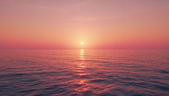 Serene Sunset Over Tranquil Ocean Waters