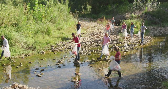 Group of Volunteers Cleaning River in Nature - Download Free Stock Images Pikwizard.com