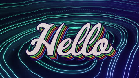 Colorful Hello Typography with Topographic Background