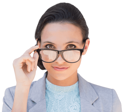 confident business woman adjusting glasses transparent background - Download Free Stock Videos Pikwizard.com