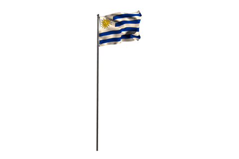 waving transparent flag of uruguay on pole against clear background - Download Free Stock Videos Pikwizard.com