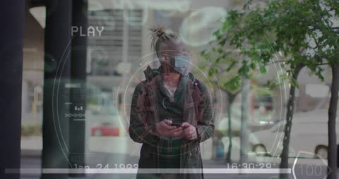 Futuristic Data Interface with Professionals Discussing Business