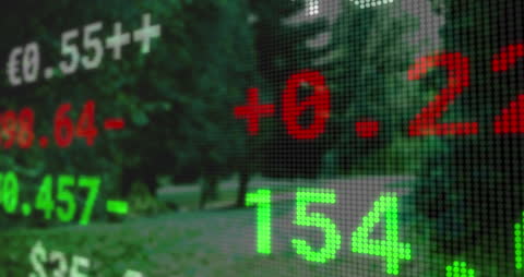 Dynamic Display of Stock Market Ticker with Positive Trend