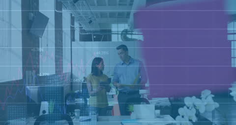 Financial Analytics in Modern Office Environment with Diverse Professionals