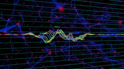 Abstract Neon Plexus Network with Data Processing Lines