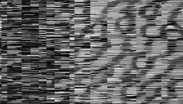 Abstract Digital Glitch Pattern Display with Grayscale Stripes
