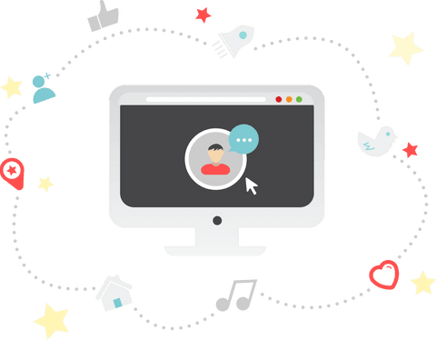 transparent illustration of computer with social media icons - Download Free Stock Videos Pikwizard.com